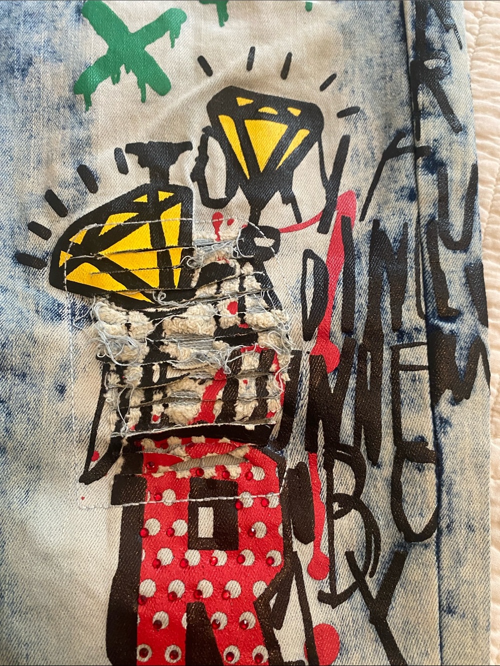 Rue21 Paint-Splatter COOL GRAFFITI Graphic Acid Wash SKINNY Jeans NWT Size 28x30 - Picture 4 of 13